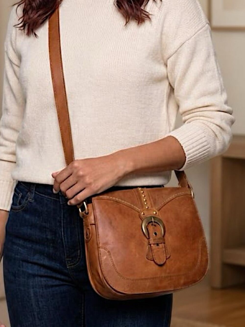 Vintage Born Leather Messenger Bag/Crossover